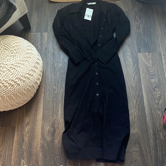 Zara Dresses Zara Black Button Down Dress Poshmark